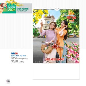  Lịch Lò Xo 7 Tờ 40x60cm – Duyên Dáng Việt Nam - Mã: NB 250