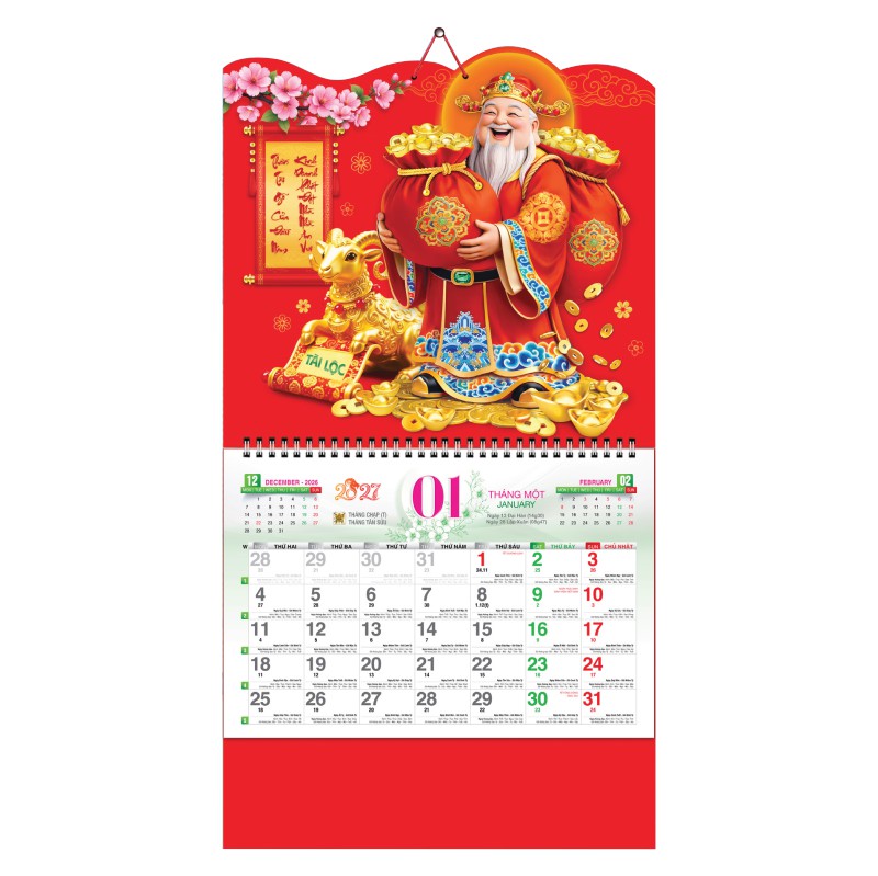 Lò Xo Giữa Bộ Số 37x70cm – Thần Tài - Mã: AH 29