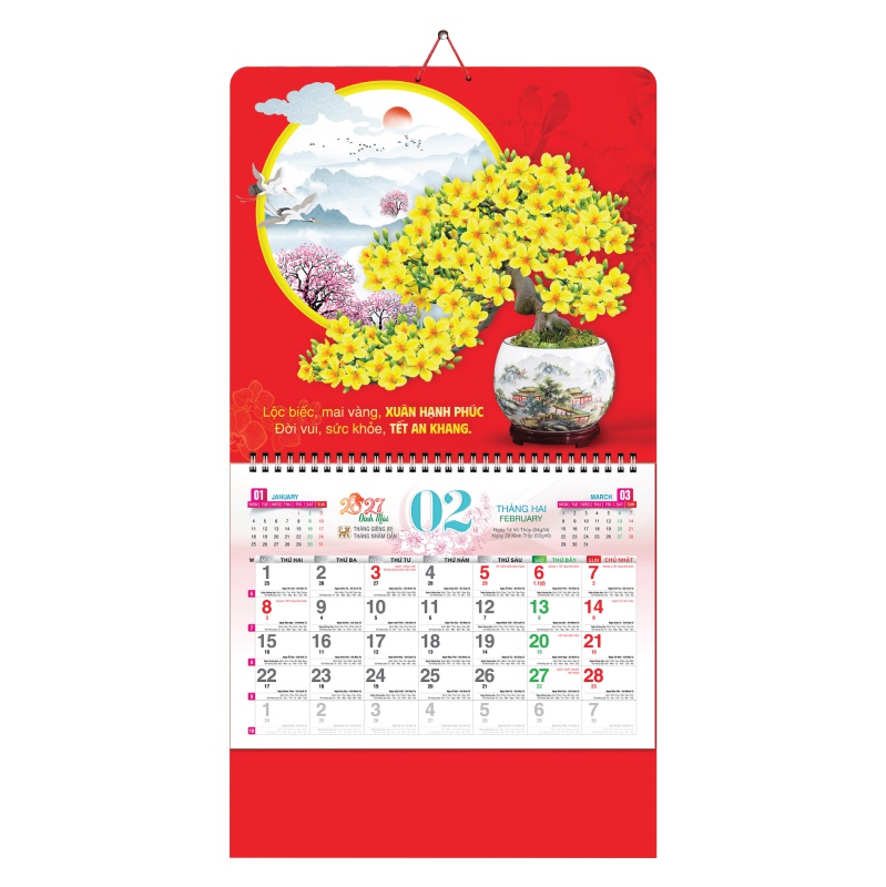 Lò Xo Giữa Bộ Số 37x70cm – Mai Vàng - Mã: AH 30