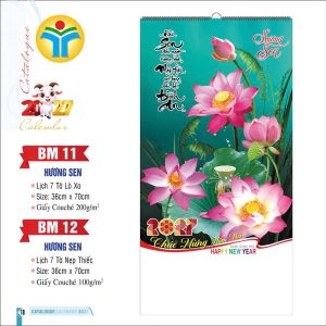 Lịch Lò Xo 7 Tờ 37x70cm – Hương Sen - Mã: BM11