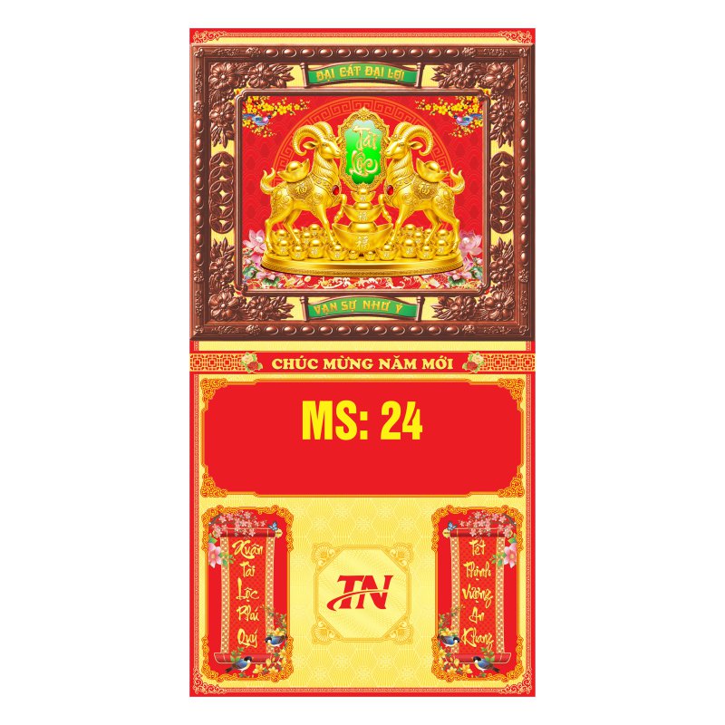 Bìa Khung Cao Cấp 37x70cm Gắn Bloc – Song Dương Tài Lộc - Mã: MS 24