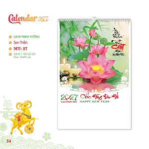 Lịch Lò Xo 7 Tờ 40x60cm – Sen Thiền - Mã: MT27