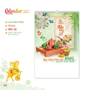 Lịch Lò Xo 7 Tờ 40x60cm – Trà Hoa - Mã: MT32