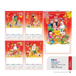  Lịch Nẹp 5 Tờ 45x70cm – Phước Lộc Thọ - Mã: NB 260