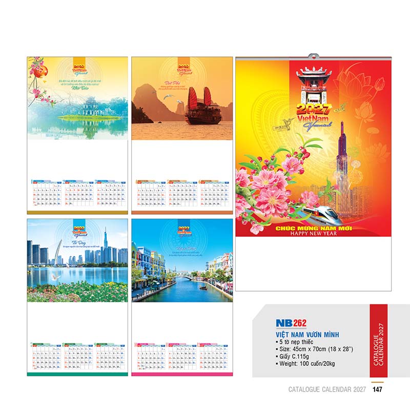 Lịch Nẹp 5 Tờ 45x70cm – Việt Nam Vươn Mình - Mã: NB 262